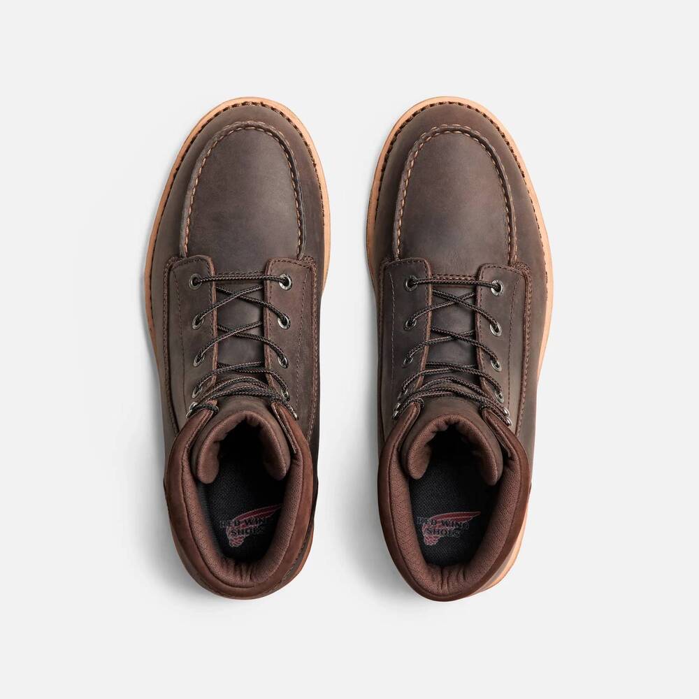 NEW RED WING SHOES men's waterproof eh 6" lace moc wedge work boot in brown - Picture 4 of 5